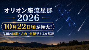 2026年のオリオン座流星群は10月22日頃が極大。見頃の時間や方角、何個見えるかを解説するアイキャッチ画像